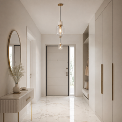 Travi - White Volakas Marble Pendant with Clear Glass