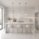 Endon-120667 - Travi Ribbed - White Volakas Marble Pendant with Clear Ribbed Glass