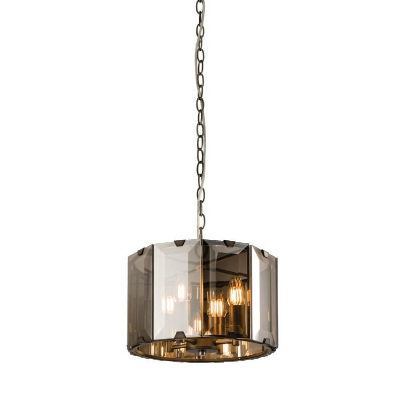 Ceiling Lights - Clooney - Smoky Cut Glass & Grey 4 Light Pendant Endon-Collection-61281 - Clooney - Smoky Cut Glass & Grey 4 Light Pendant
