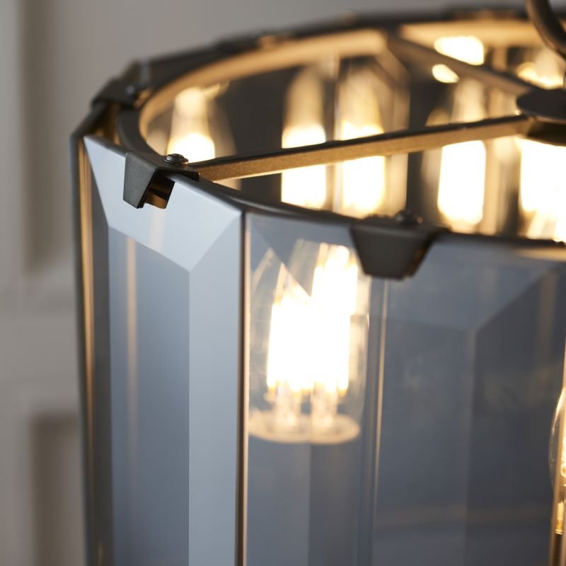 Ceiling Lights - Clooney - Smoky Cut Glass & Grey 4 Light Pendant Endon-Collection-61281 - Clooney - Smoky Cut Glass & Grey 4 Light Pendant