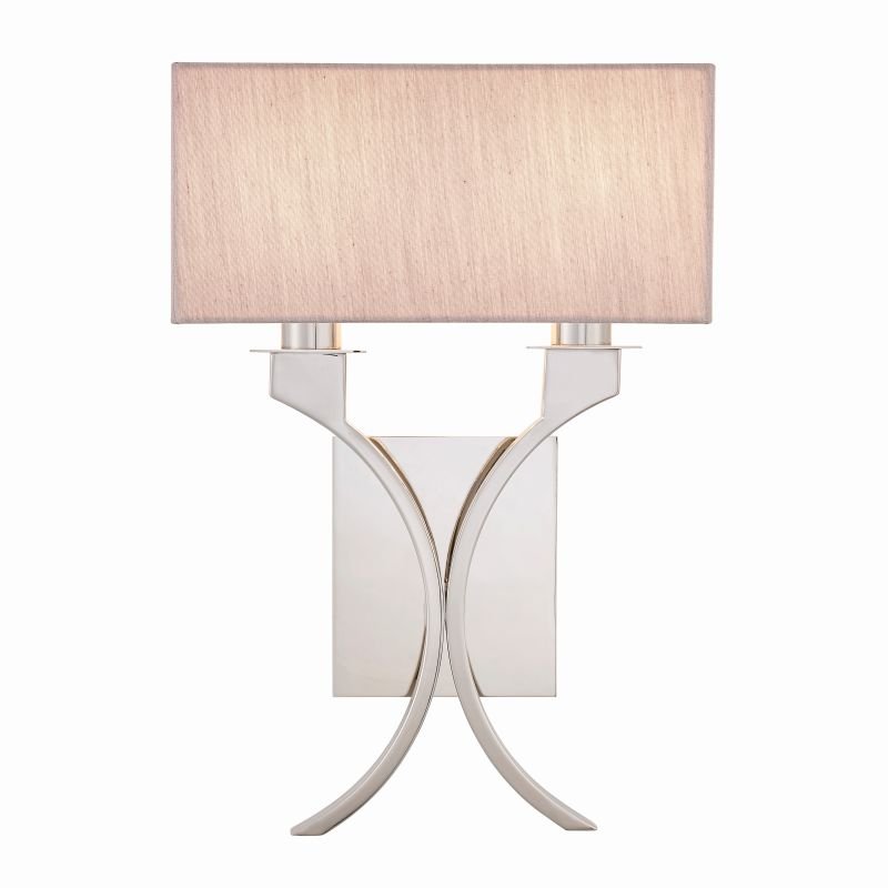 Wall Lights - Vienna - Beige & Polished Nickel 2 Light Wall Lamp Endon-Collection-63749 - Vienna - Beige & Polished Nickel 2 Light Wall Lamp
