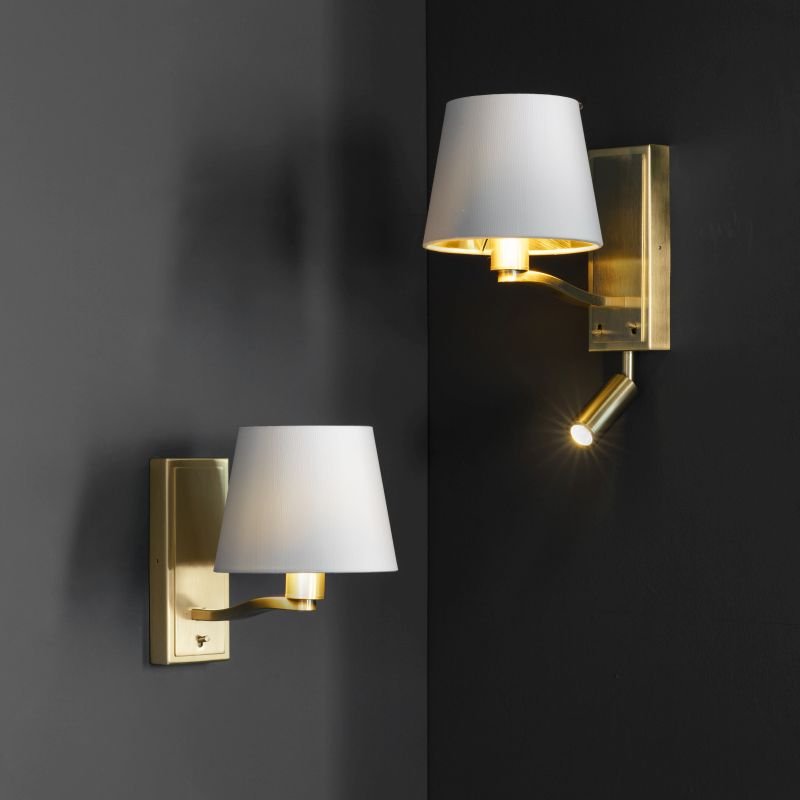 Wall Lights - Harvey - Vintage White & Satin Gold Wall Lamp Endon-Collection-69083 - Harvey - Vintage White & Satin Gold Wall Lamp
