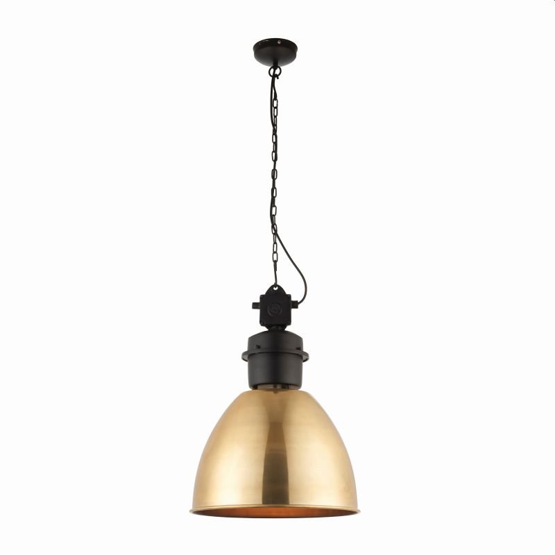 Ceiling Lights - Ford - Antique Brass & Black Single Pendant Endon-Collection-69773 - Ford - Antique Brass & Black Single Pendant