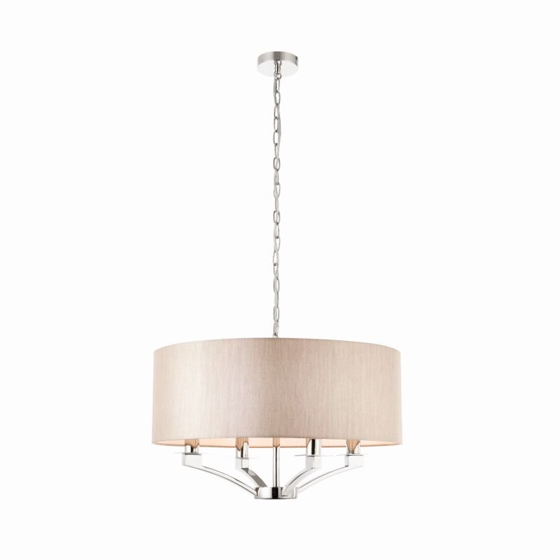 Ceiling Lights - Vienna - Beige & Polished Nickel 4 Light Pendant Endon-Collection-70074 - Vienna - Beige & Polished Nickel 4 Light Pendant