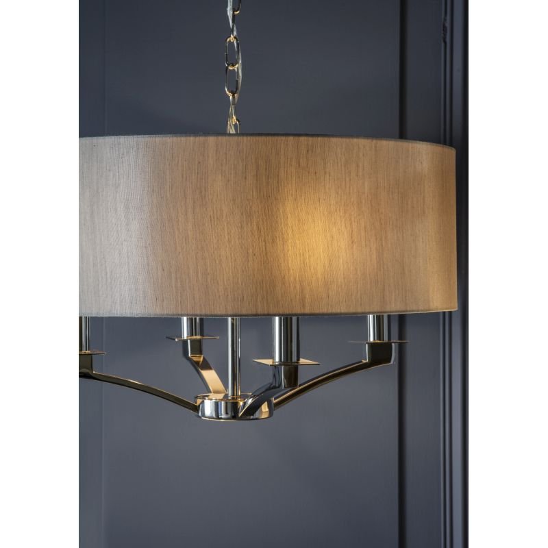 Ceiling Lights - Vienna - Beige & Polished Nickel 4 Light Pendant Endon-Collection-70074 - Vienna - Beige & Polished Nickel 4 Light Pendant