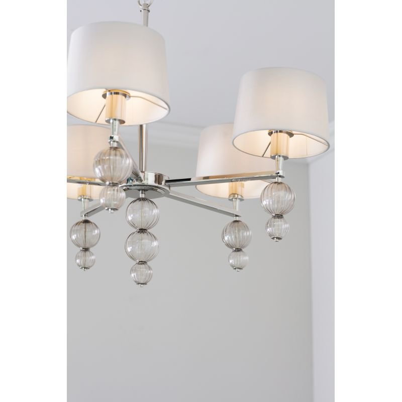 Ceiling Lights - Darlaston - Grey Shade & Polished Nickel 5 Light Centre Fitting Endon-Collection-70214 - Darlaston - Grey Shade & Polished Nickel 5 Light Centre Fitting