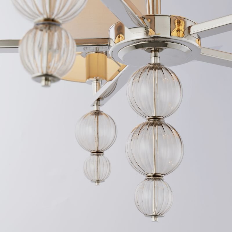 Ceiling Lights - Darlaston - Grey Shade & Polished Nickel 5 Light Centre Fitting Endon-Collection-70214 - Darlaston - Grey Shade & Polished Nickel 5 Light Centre Fitting