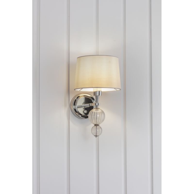Wall Lights - Darlaston - Grey Shade & Polished Nickel Wall Lamp Endon-Collection-70362 - Darlaston - Grey Shade & Polished Nickel Wall Lamp