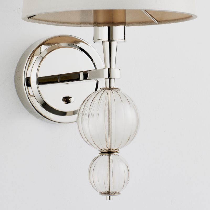 Wall Lights - Darlaston - Grey Shade & Polished Nickel Wall Lamp Endon-Collection-70362 - Darlaston - Grey Shade & Polished Nickel Wall Lamp