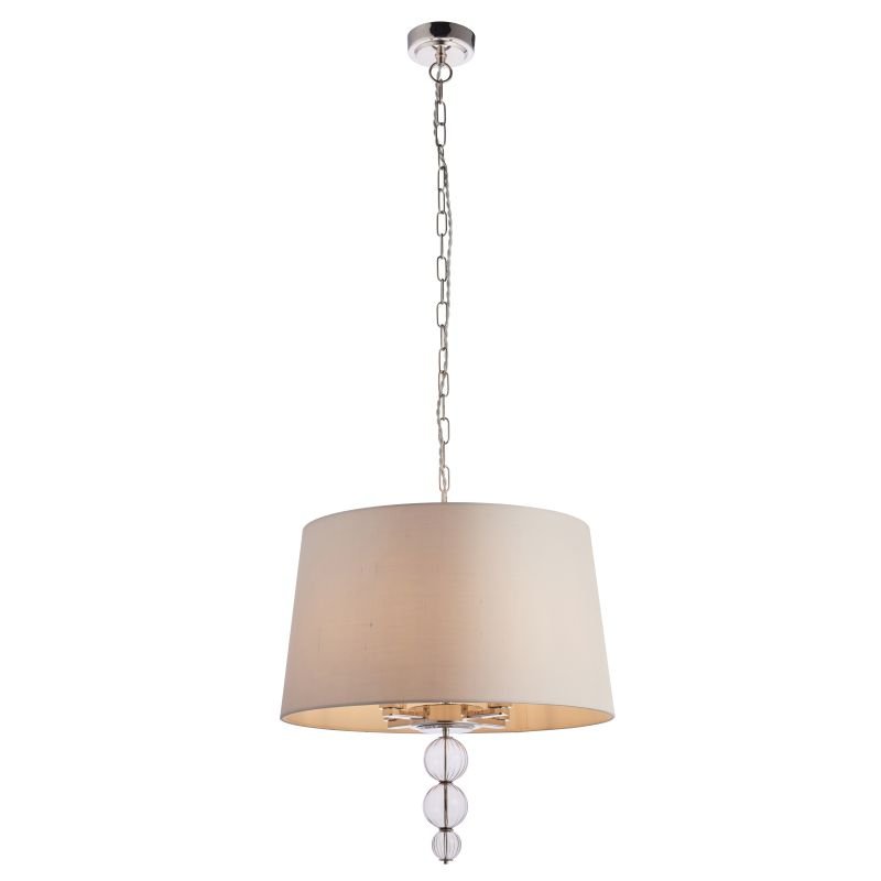 Ceiling Lights - Darlaston - Grey Shade & Polished Nickel 4 Light Pendant Endon-Collection-70476 - Darlaston - Grey Shade & Polished Nickel 4 Light Pendant