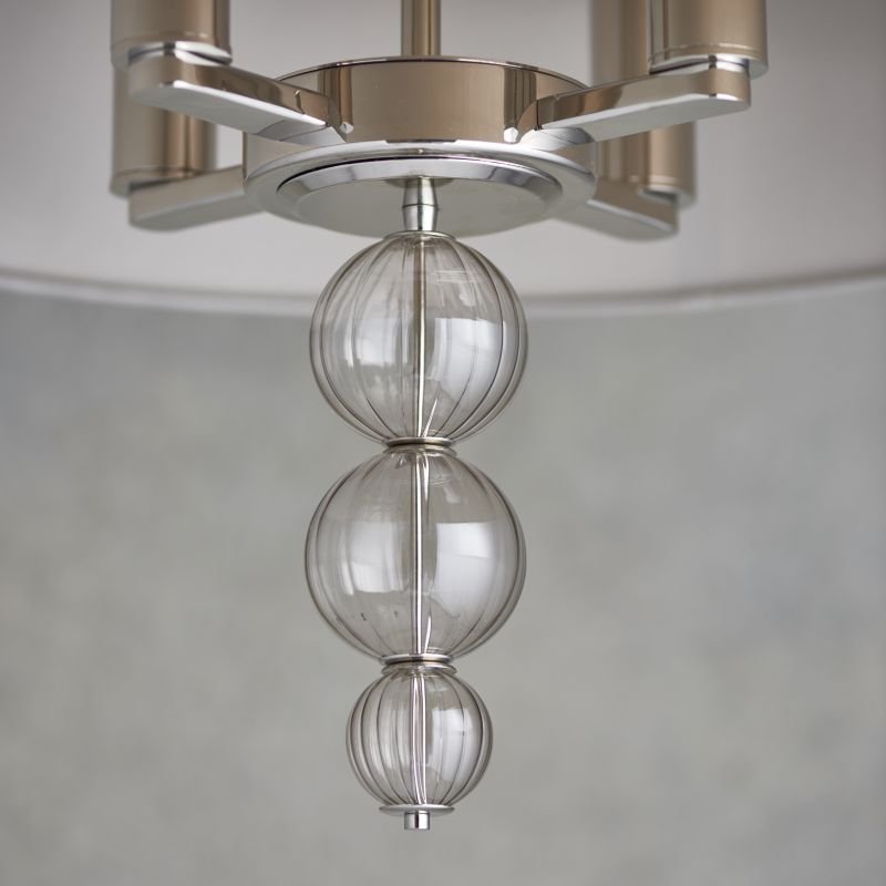 Ceiling Lights - Darlaston - Grey Shade & Polished Nickel 4 Light Pendant Endon-Collection-70476 - Darlaston - Grey Shade & Polished Nickel 4 Light Pendant