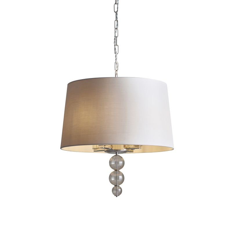 Ceiling Lights - Darlaston - Grey Shade & Polished Nickel 4 Light Pendant Endon-Collection-70476 - Darlaston - Grey Shade & Polished Nickel 4 Light Pendant