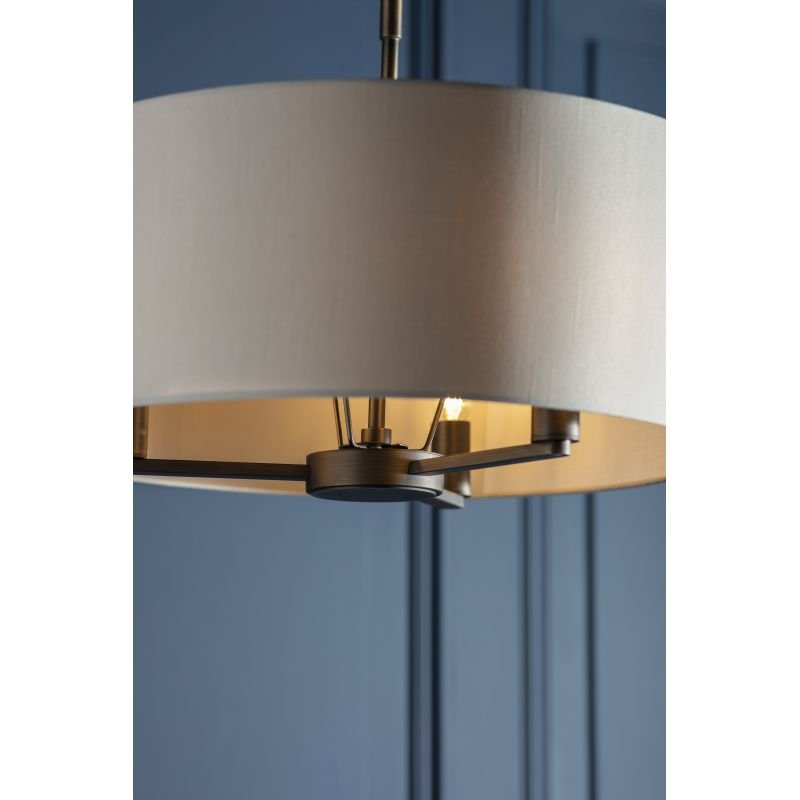 Ceiling Lights - Daley - Marble Faux Silk & Antique Bronze 3 Light Pendant Endon-Collection-73015 - Daley - Marble Faux Silk & Antique Bronze 3 Light Pendant