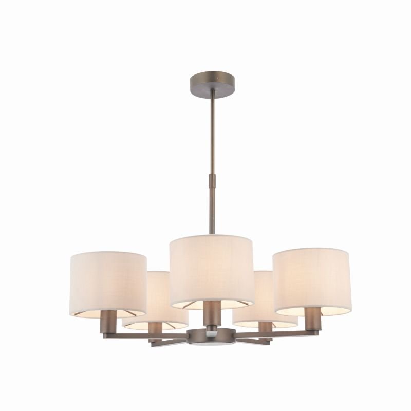 Ceiling Lights - Daley - Marble Faux Silk & Antique Bronze 5 Light Centre Fitting Endon-Collection-73017 - Daley - Marble Faux Silk & Antique Bronze 5 Light Centre Fitting
