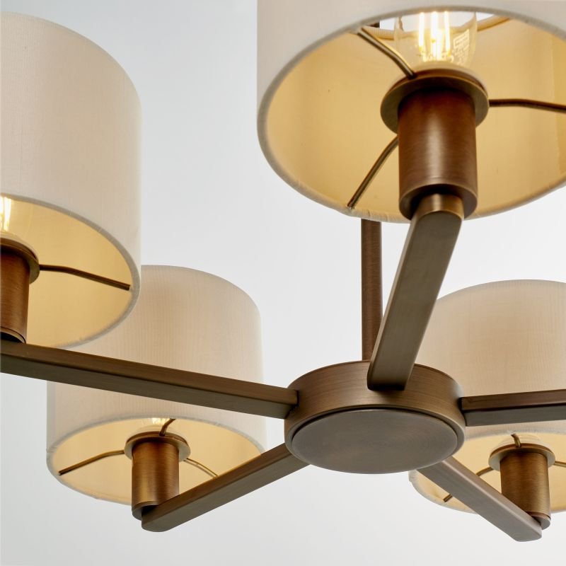 Ceiling Lights - Daley - Marble Faux Silk & Antique Bronze 5 Light Centre Fitting Endon-Collection-73017 - Daley - Marble Faux Silk & Antique Bronze 5 Light Centre Fitting