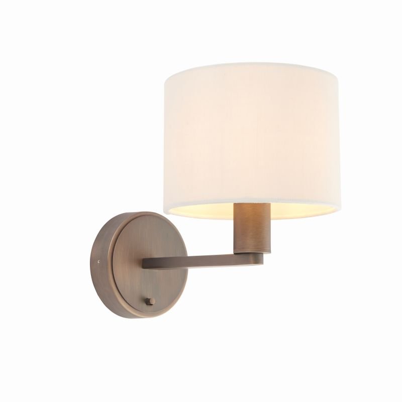 Wall Lights - Daley - Marble Faux Silk & Antique Bronze Wall Lamp Endon-Collection-73018 - Daley - Marble Faux Silk & Antique Bronze Wall Lamp