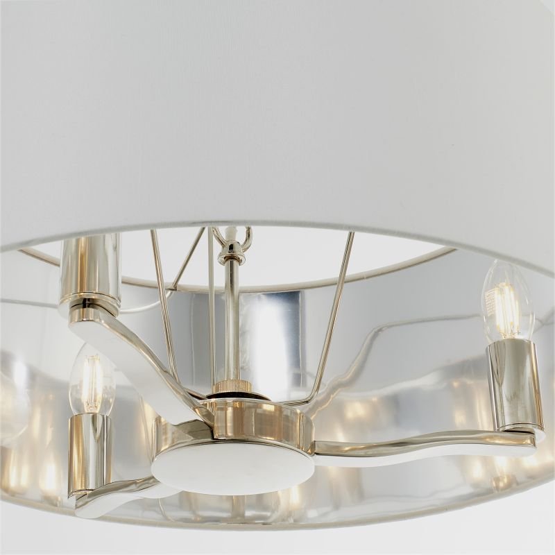 Ceiling Lights - Harvey - Vintage White & Bright Nickel 3 Light Pendant Endon-Collection-73021 - Harvey - Vintage White & Bright Nickel 3 Light Pendant