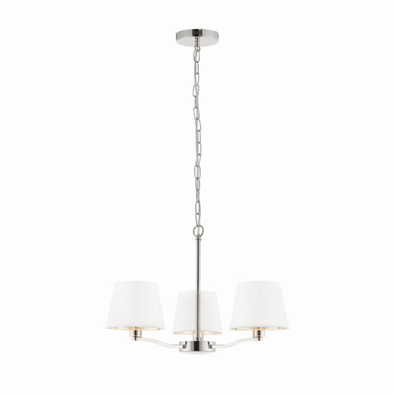 Ceiling Lights - Harvey - Vintage White & Bright Nickel 3 Light Centre Fitting Endon-Collection-73023 - Harvey - Vintage White & Bright Nickel 3 Light Centre Fitting