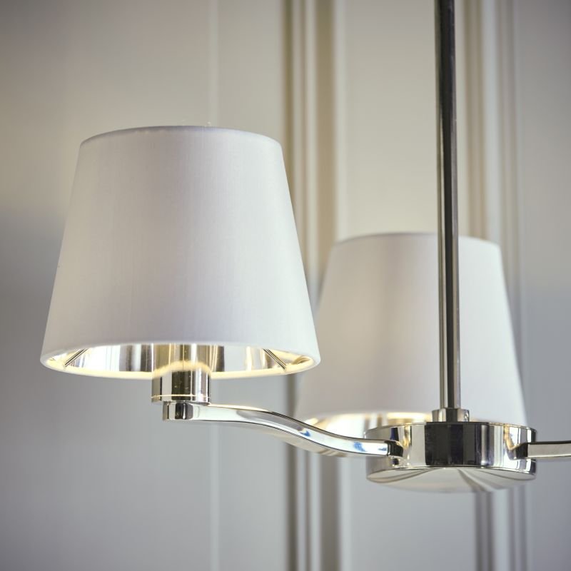 Ceiling Lights - Harvey - Vintage White & Bright Nickel 3 Light Centre Fitting Endon-Collection-73023 - Harvey - Vintage White & Bright Nickel 3 Light Centre Fitting
