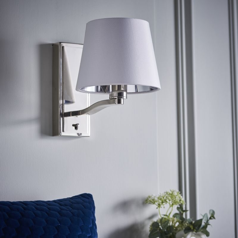 Wall Lights - Harvey - Vintage White & Bright Nickel Wall Lamp Endon-Collection-73026 - Harvey - Vintage White & Bright Nickel Wall Lamp