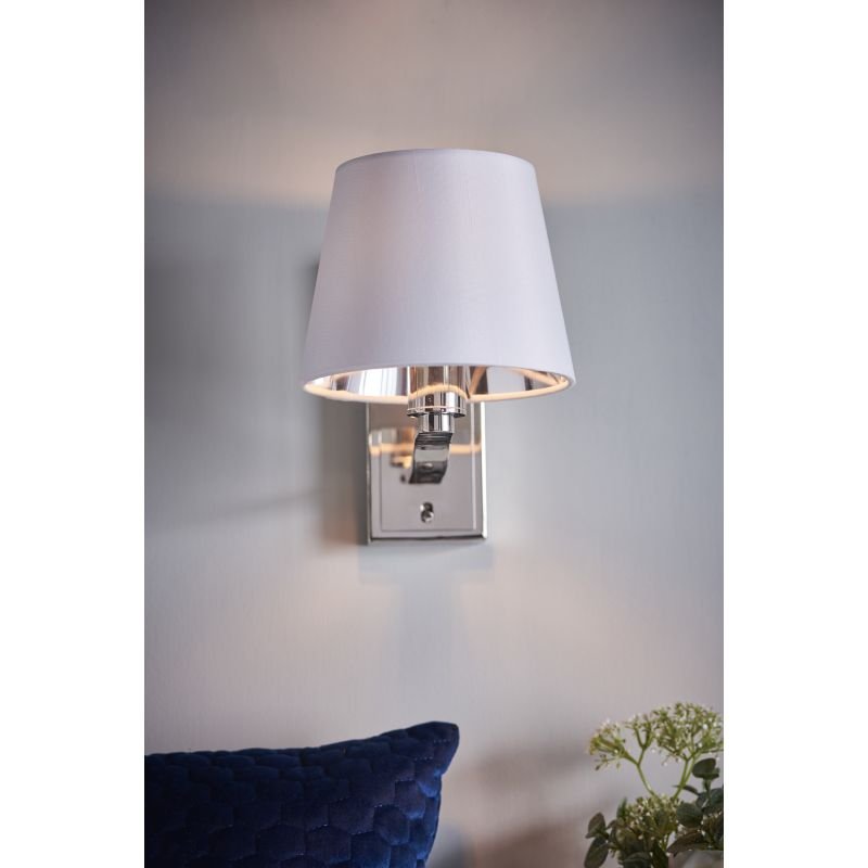 Wall Lights - Harvey - Vintage White & Bright Nickel Wall Lamp Endon-Collection-73026 - Harvey - Vintage White & Bright Nickel Wall Lamp