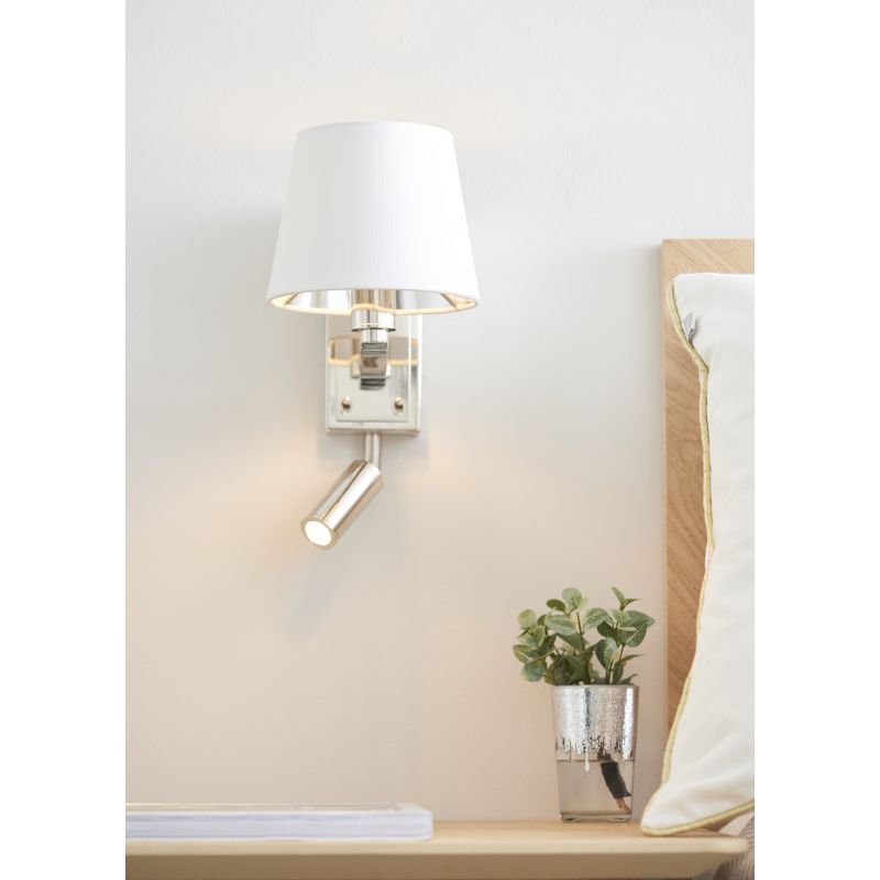 Endon-Collection-73027 - Harvey - Vintage White & Bright Nickel Wall Lamp with LED