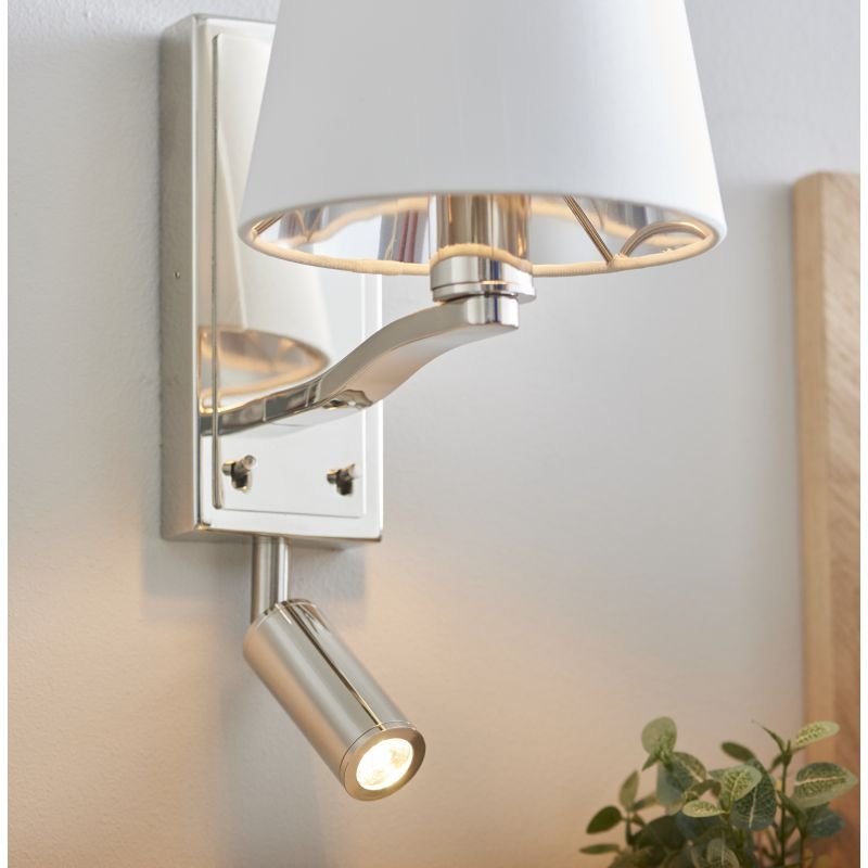 Endon-Collection-73027 - Harvey - Vintage White & Bright Nickel Wall Lamp with LED
