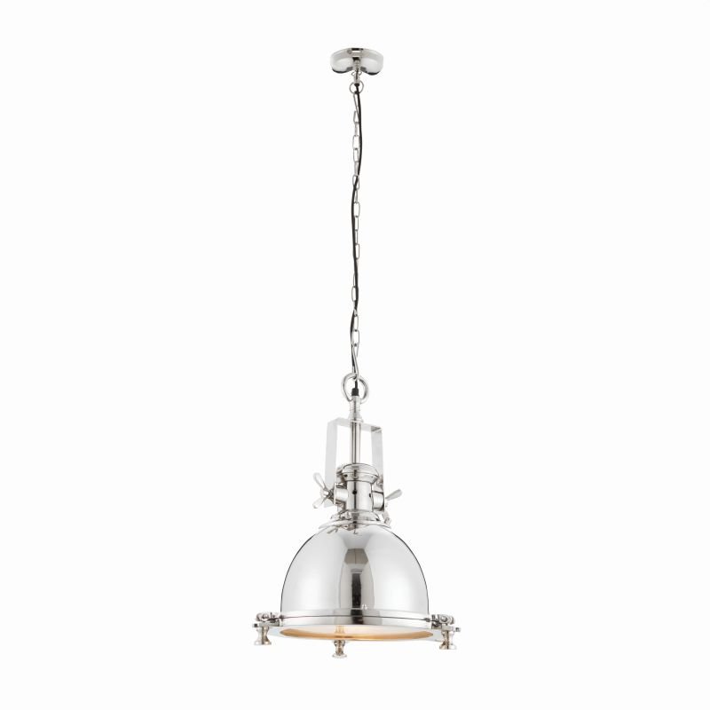 Ceiling Lights - Fenton - Sandblasted Glass & Bright Nickel Pendant Endon-Collection-73103 - Fenton - Sandblasted Glass & Bright Nickel Pendant