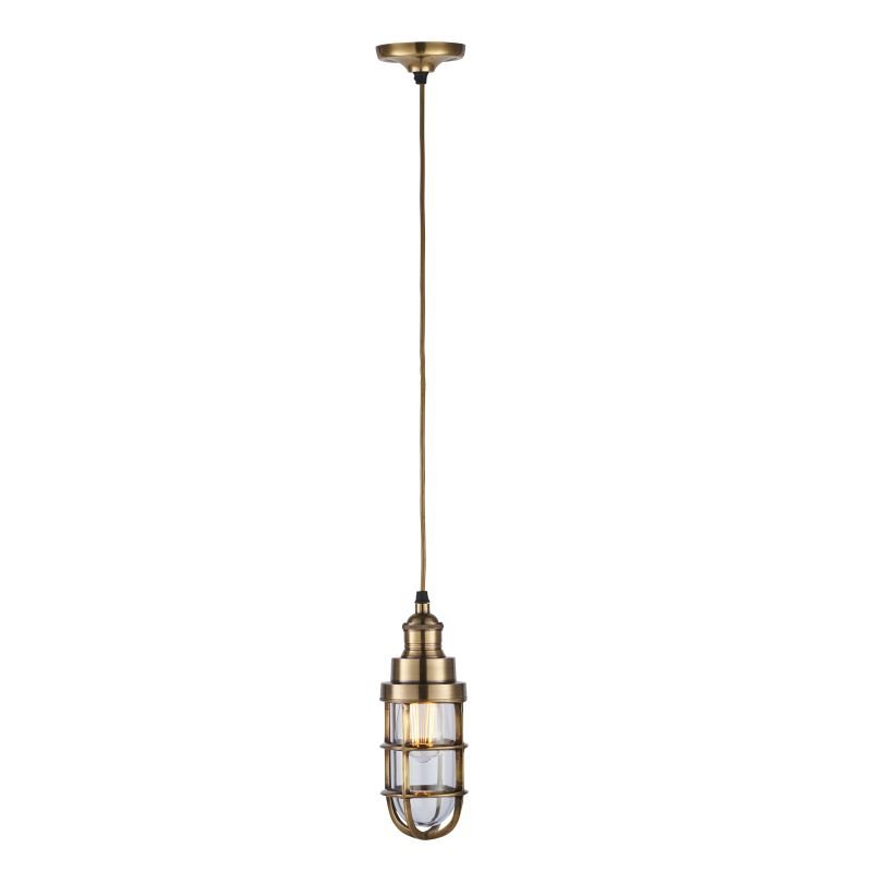 Ceiling Lights - Elcot - Burnished Brass & Clear Glass Pendant Endon-Collection-75792 - Elcot - Burnished Brass & Clear Glass Pendant