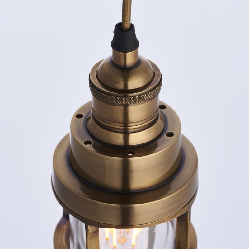 Ceiling Lights - Elcot - Burnished Brass & Clear Glass Pendant Endon-Collection-75792 - Elcot - Burnished Brass & Clear Glass Pendant
