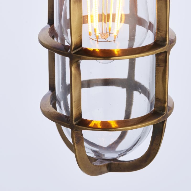 Ceiling Lights - Elcot - Burnished Brass & Clear Glass Pendant Endon-Collection-75792 - Elcot - Burnished Brass & Clear Glass Pendant