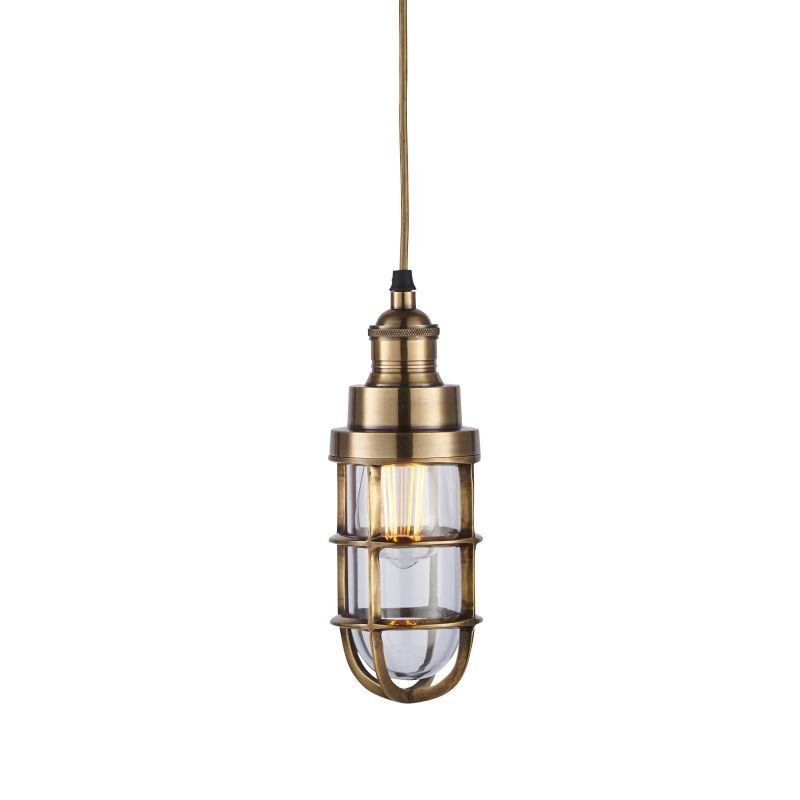 Ceiling Lights - Elcot - Burnished Brass & Clear Glass Pendant Endon-Collection-75792 - Elcot - Burnished Brass & Clear Glass Pendant