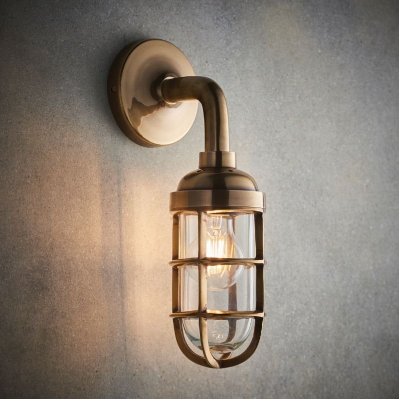 Wall Lights - Elcot - Burnished Brass & Clear Glass Wall Lamp Endon-Collection-75793 - Elcot - Burnished Brass & Clear Glass Wall Lamp