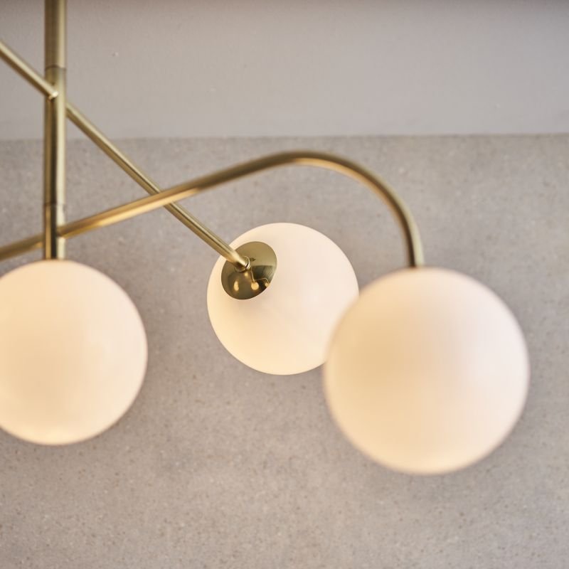 Ceiling Lights - Otto - White Glass & Brushed Gold 5 Light Centre Fitting Endon-Collection-75939 - Otto - White Glass & Brushed Gold 5 Light Centre Fitting