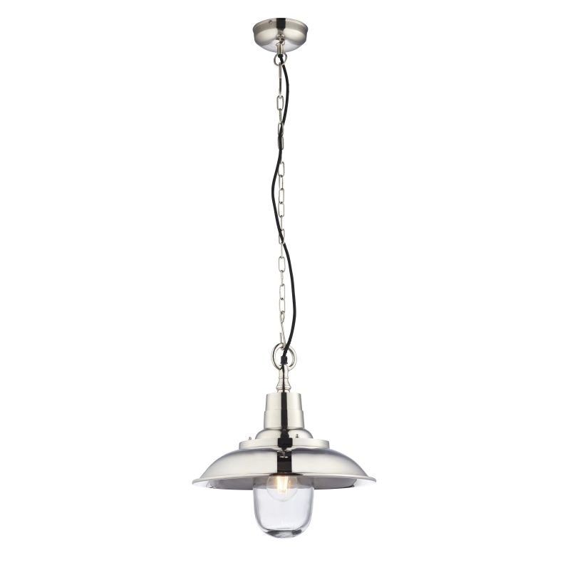 Ceiling Lights - Langley - Bright Nickel & Clear Glass Fisherman Pendant Endon-Collection-75957 - Langley - Bright Nickel & Clear Glass Fisherman Pendant