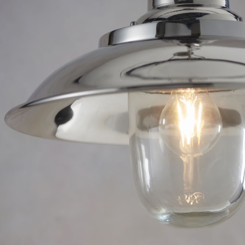 Ceiling Lights - Langley - Bright Nickel & Clear Glass Fisherman Pendant Endon-Collection-75957 - Langley - Bright Nickel & Clear Glass Fisherman Pendant