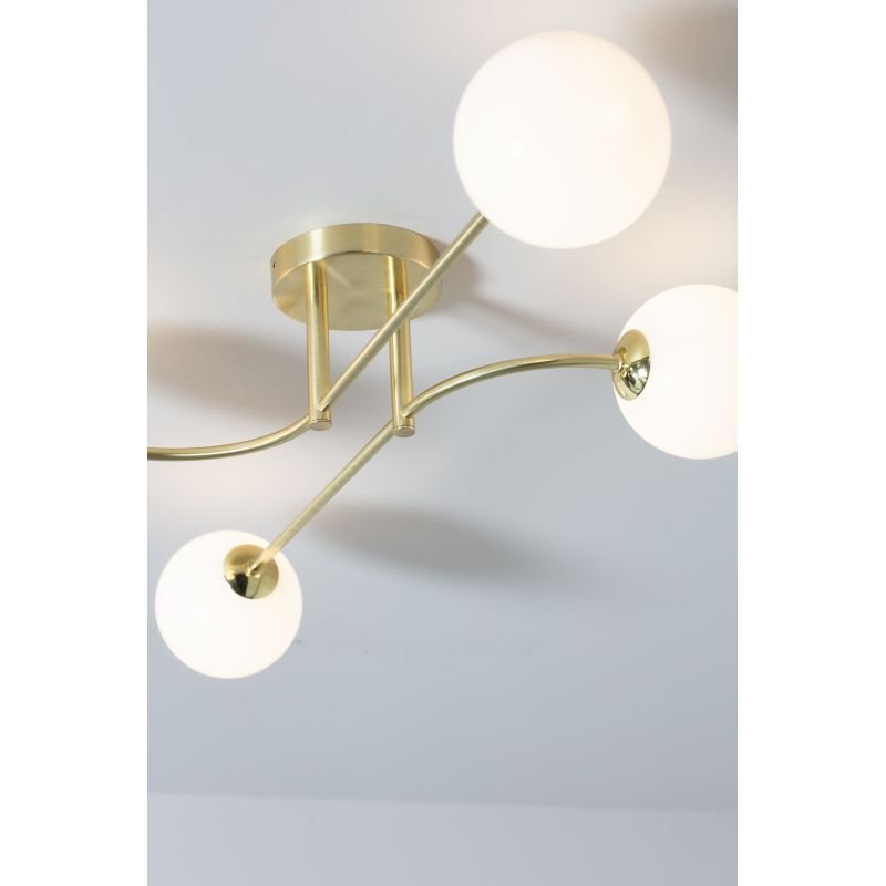 Ceiling Lights - Otto - White Glass & Brushed Gold 4 Light Semi Flush Endon-Collection-75959 - Otto - White Glass & Brushed Gold 4 Light Semi Flush