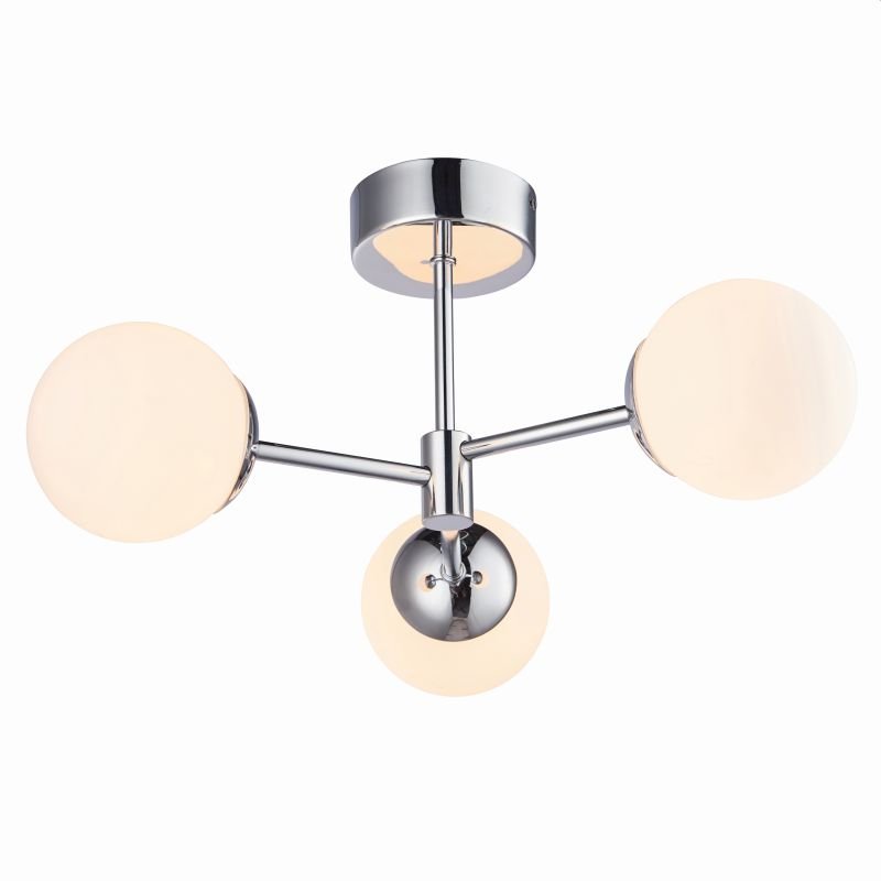 Bathroom Lights - Vetro - LED White Glass & Polished Chrome 3 Light Semi Flush Endon-Collection-76299 - Vetro - LED White Glass & Polished Chrome 3 Light Semi Flush