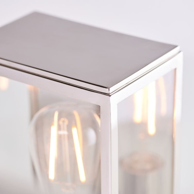 Ceiling Lights - Hadden - Bright Nickel & Clear Glass Lantern Wall Lamp Endon-Collection-76348 - Hadden - Bright Nickel & Clear Glass Lantern Wall Lamp