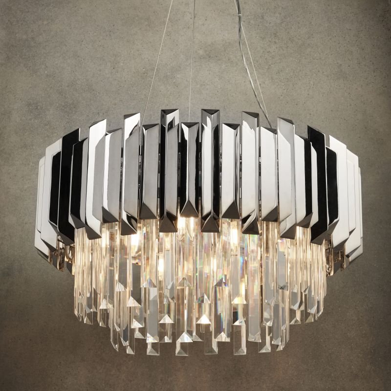Crystal & Acrylic - Valetta - Crystal & Polished Nickel 6 Light Chandelier Endon-Collection-76430 - Valetta - Crystal & Polished Nickel 6 Light Chandelier