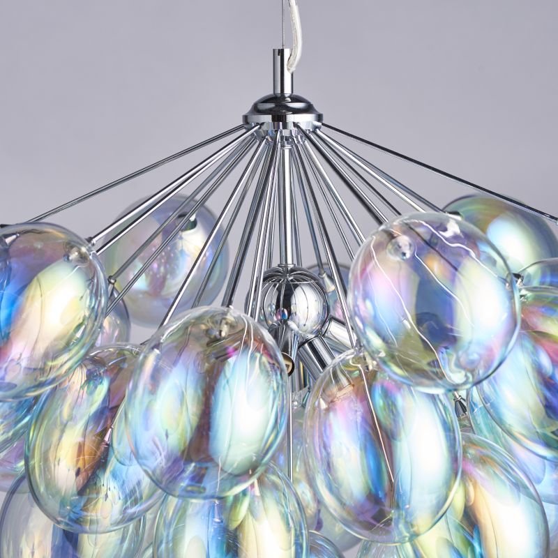 Ceiling Lights - Infinity - Multicolored Glass & Chrome 6 Light Centre Fitting Endon-Collection-76450 - Infinity - Multicolored Glass & Chrome 6 Light Centre Fitting
