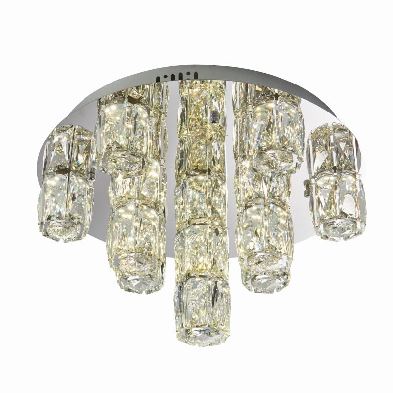 Crystal & Acrylic - Prisma - LED Crystal & Chrome Semi Flush Endon-Collection-76479 - Prisma - LED Crystal & Chrome Semi Flush