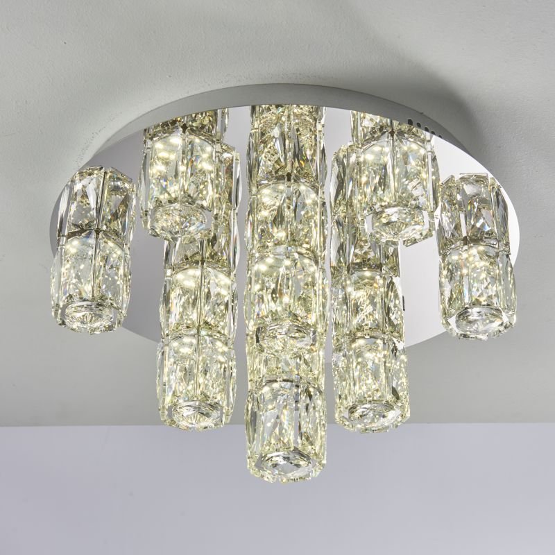 Crystal & Acrylic - Prisma - LED Crystal & Chrome Semi Flush Endon-Collection-76479 - Prisma - LED Crystal & Chrome Semi Flush