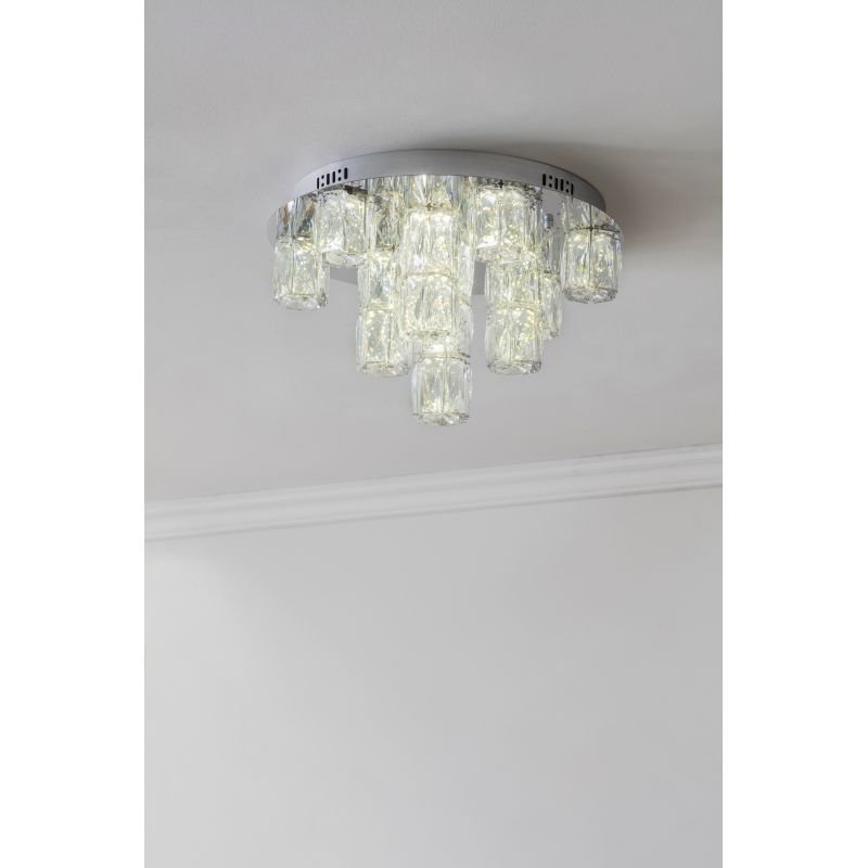 Crystal & Acrylic - Prisma - LED Crystal & Chrome Semi Flush Endon-Collection-76479 - Prisma - LED Crystal & Chrome Semi Flush
