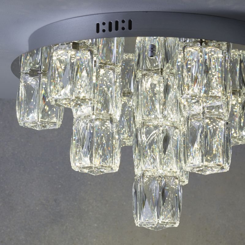 Crystal & Acrylic - Prisma - LED Crystal & Chrome Semi Flush Endon-Collection-76479 - Prisma - LED Crystal & Chrome Semi Flush