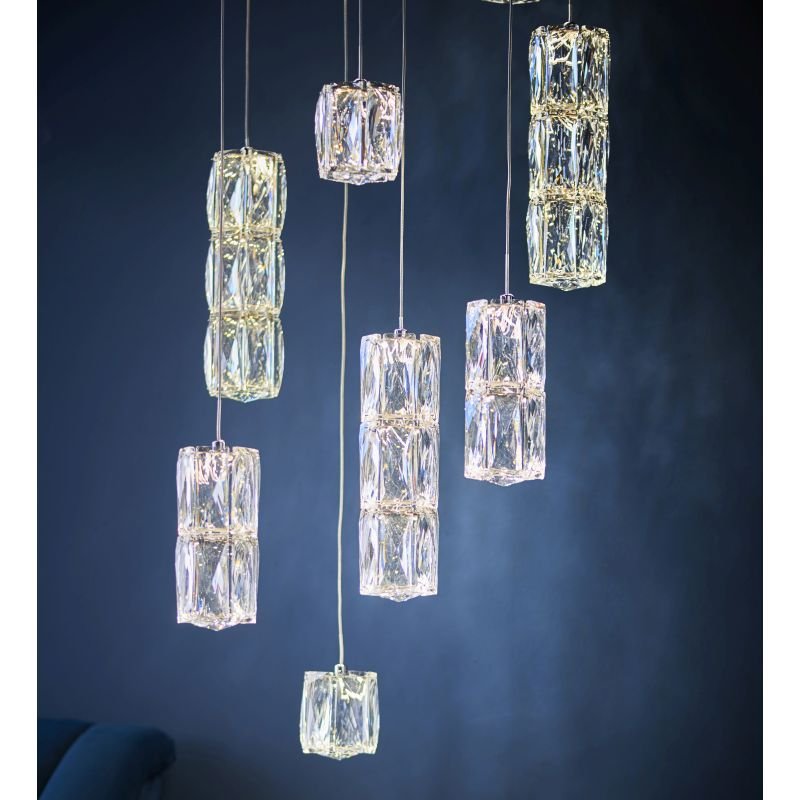Ceiling Lights - Prisma - LED Crystal & Chrome Cluster Pendant Endon-Collection-76489 - Prisma - LED Crystal & Chrome Cluster Pendant