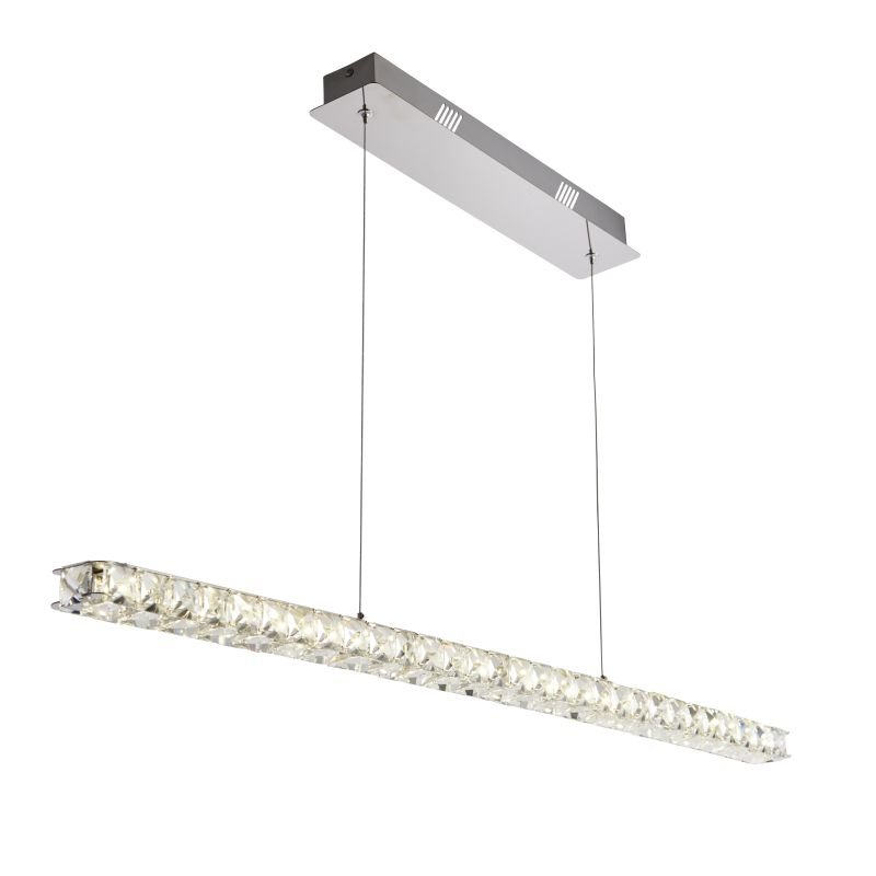 Kitchen Lights - Prisma - LED Crystal & Chrome Linear over Island Fitting Endon-Collection-76491 - Prisma - LED Crystal & Chrome Linear over Island Fitting
