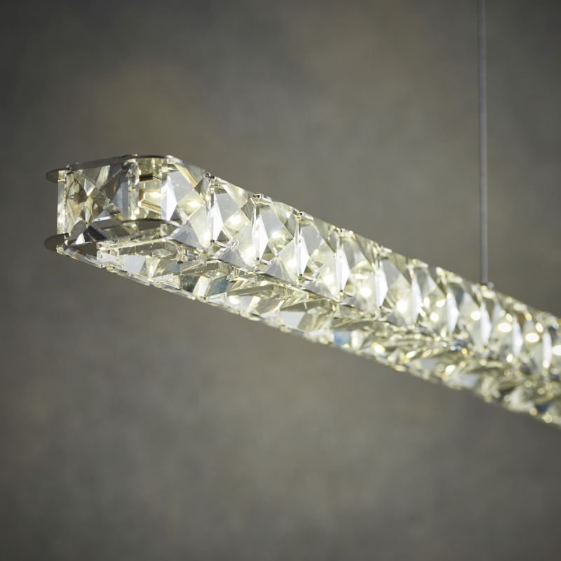Kitchen Lights - Prisma - LED Crystal & Chrome Linear over Island Fitting Endon-Collection-76491 - Prisma - LED Crystal & Chrome Linear over Island Fitting