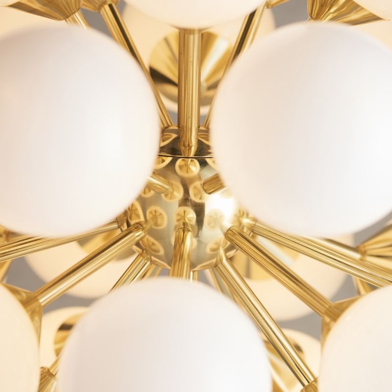 Ceiling Lights - Oscar - Gloss White Glass & Brushed Gold 28 Light Centre Fitting Endon-Collection-76499 - Oscar - Gloss White Glass & Brushed Gold 28 Light Centre Fitting