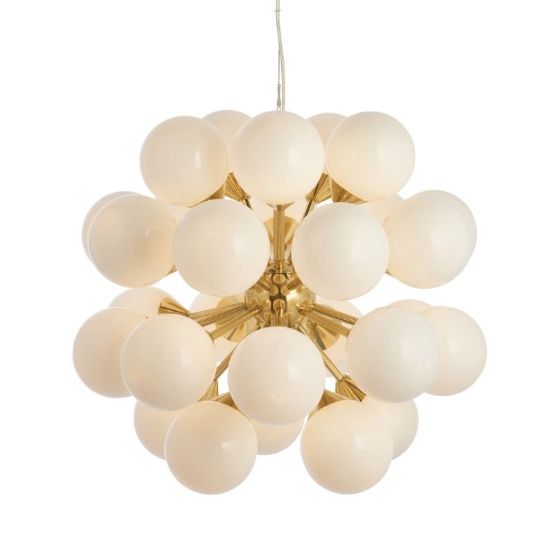 Ceiling Lights - Oscar - Gloss White Glass & Brushed Gold 28 Light Centre Fitting Endon-Collection-76499 - Oscar - Gloss White Glass & Brushed Gold 28 Light Centre Fitting